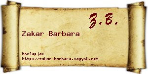 Zakar Barbara névjegykártya